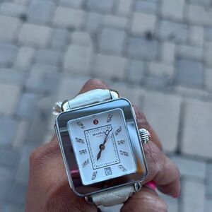 Silver and White Michele Watch
